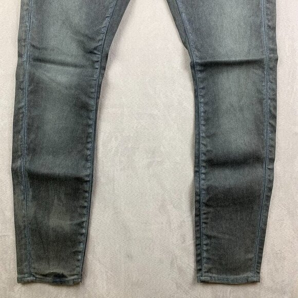 G Star Raw Womens Pants 28 Gray Blue Waxed Jeans 3301 Low Skinny Glitter 28x29 - Picture 4 of 13
